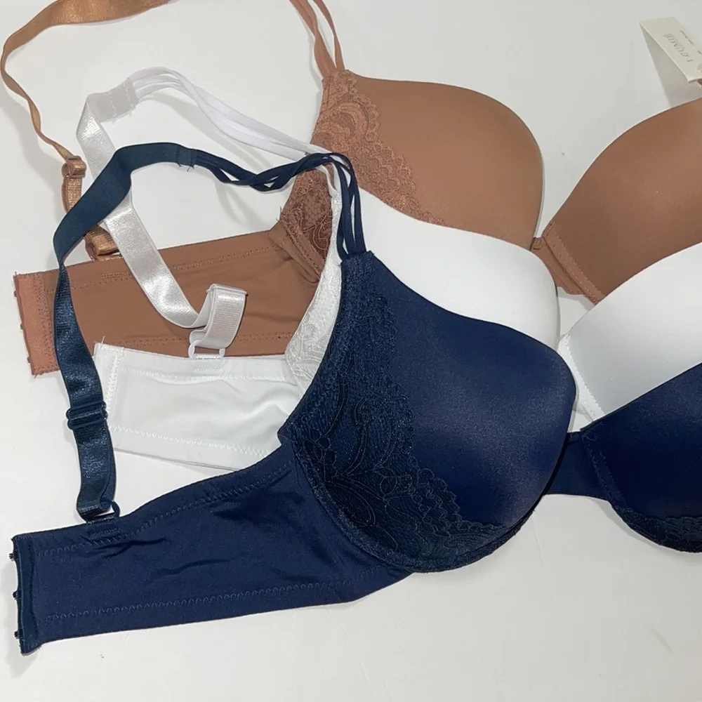 Bundle 3 Pieces  Comfort Fit Push Up Padded T- Shirt 3 Hooks Bra Cup D & DD.